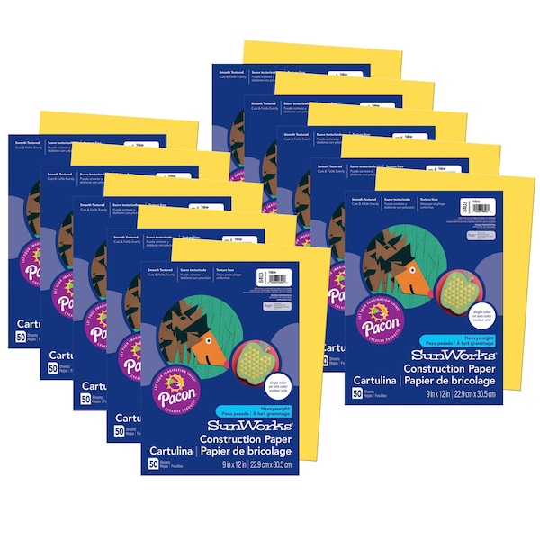 SunWorks Construction Paper, Yellow, 9x12in, PK500
